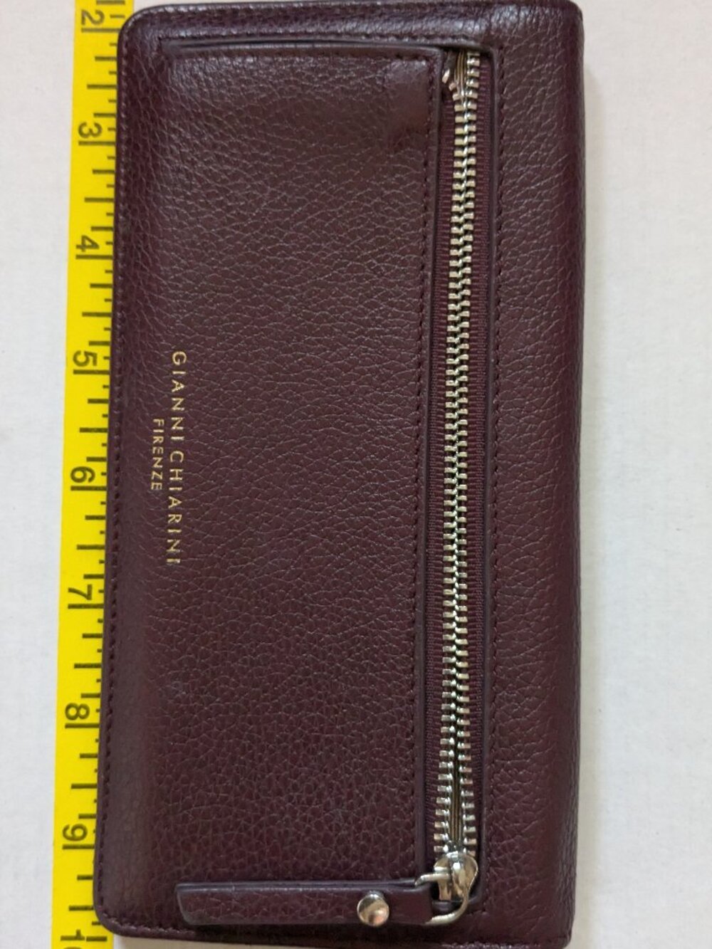 GIANNI CHIARINI Firenze Grained Leather Slim I.D./Coin Currency Fold Snap Wallet